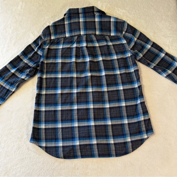 3/$25 L.L. Bean Flannel Shirt Size 10 Blue Plaid Button Long Sleeve Pockets - Picture 3 of 5